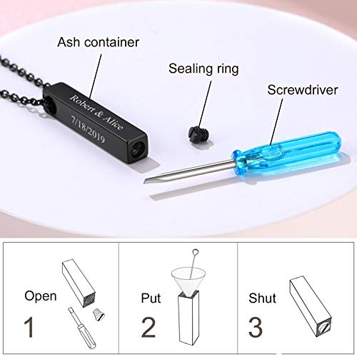 Cremation Urn Necklaces For Ashes For Women Girls Personalized Vertical Bar Necklace Stainless Steel Cuboid Stick Waterproof Hair Keepsake Memorial Jewelry #TOP5