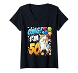 Photo Gallery donna omg! i m 50 - unicorn dab design for 50th birthday women men maglietta con collo a v Photo Gallery donna omg! i m 50 - unicorn dab design for 50th birthday women men maglietta con collo a v