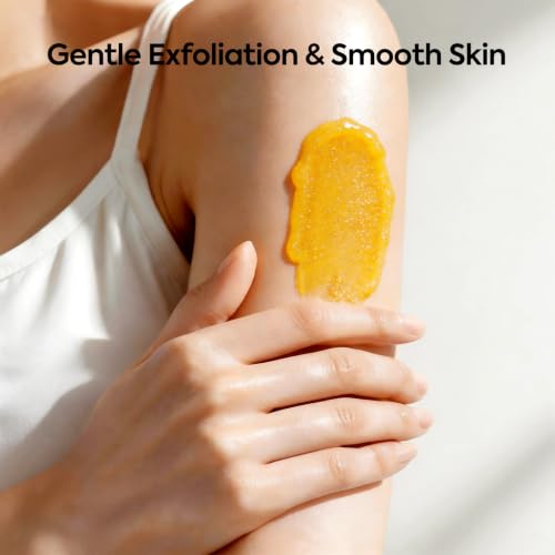 Persimmon Body Scrub with Papain Niacinamide & Squalane, Natural Odor Neutralizing Gentle Exfoliator, Smooth Dull Uneven Skin for Underarms Feet, Plant Based Exfoliating Body Polish,12.3 oz/350g — view 3