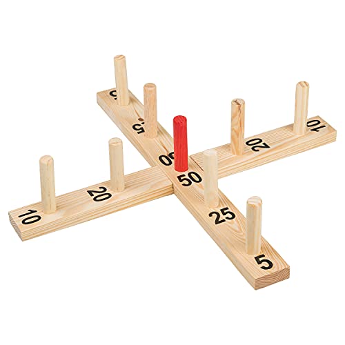 Idena 40199 Jeu de Lancer d'anneaux en Bois avec 9 Baguettes et 4 Anneaux en sisal, Jeu d'adresse pour Enfants et Adultes, Jeu de Sport en Plein air Populaire pour l'été, Le Jardin ou Le Parc – vue 2