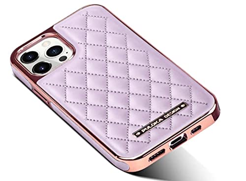 Image of PULOKA iPhone 13 Pro Max Leather Cover Electroplated Back Case Royal Diamond Specially Designed Cover for Apple iPhone 13 PRO Max 6.7 inchinch - Purple