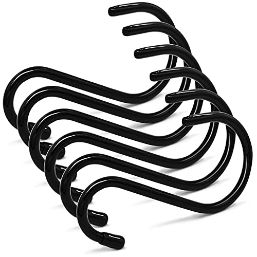 6 Inch Heavy Duty S Hooks Large Vinyl Coated S Hooks For Hanging Plants Non Slip Large S Hooks Black Rubber Coated Closet S Hooks For Hanging Closet Bird Feeders Plants Lights Tools Outdoor, 6 Pack #TOP8