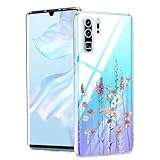 Kaywzo Hülle für Huawei P30 Pro,Transparent TPU Handyhülle mit Gemälde Blume Muster,Superdünn Stoßfester Schutzhülle,Schön Silikon Cover Hülle-3