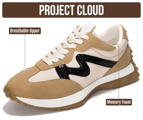 Image of Project Cloud Trendy Fashion Sneakers for Women 2026 - Memory Foam and Non-Slip Comfortable Casual Ladies Shoes for Womens Fashion Sneakers - Lightweight Lace-up Shoes (Lecco)