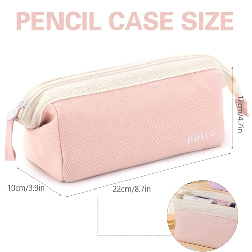 Image of MAMUNU Large Pencil Case Wide Opening - Big Capacity Pencil Pouch for Girls Boys - Portable Stationery Pen Bag for School Office College Teens Students Adults, Pink