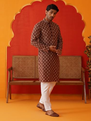 Image of Jompers Embroidered Kurta Pyjama Set For Men (,)