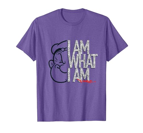 Image of Popeye I AM What I AM Signature Phrase T-Shirt, Men, Purple Heather, Medium