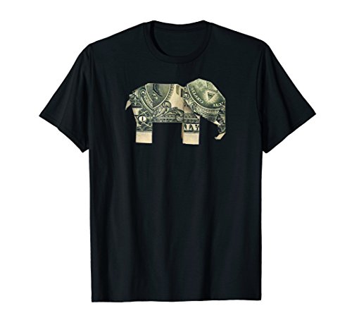 Dollar Bill Origami Elephant T-Shirt-Good Luck Shirt