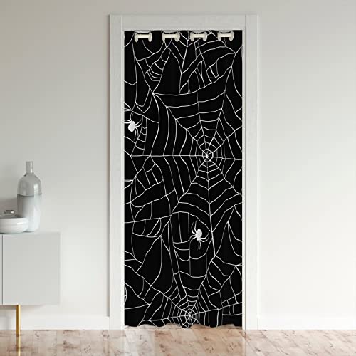 Spider Wed Rideaux Interieur Salon Chambre Halloween Spider Rideaux Interieur Salon Chambre Soft Noir Blanc Home Décor Rideau Occultant Exterieur D'Entrée Rideau De Porte 106x203cm