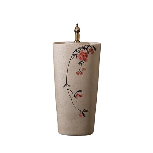Bathroom Sink Household Pedestal Sink Wash Basin Ceramic Pedestal Floor-Standing Wash Basin Bathroom Vanity
