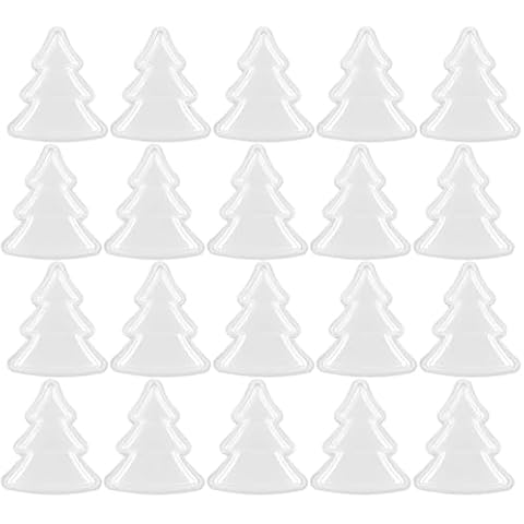 Briartw 20 Pcs 3D Tree Shaker Cover for Card Making 7/16" Tall Clear Plastic Shaker Blisters can Fill Liquids Glitter Sequins Confetti Embellishments for Christmas Birthdays Anniversaries Holiday Cover