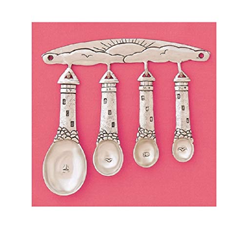 4 Pewter Lighthouse Measuring Spoons Set Kitchen #TOP26