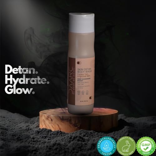 Image of DAARC DETAN Body Wash with 10% Glycolic Acid, 5% Lactic Acid & 2% Salicylic Acid | AHA BHA Exfoliating Body Wash for Tan Removal, Body Acne & Strawberry Legs | 250ml