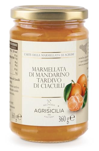 Agrisicilia marmellata di Mandarino Tardivo di Ciaculli, con frutta di stagione e di qualità, lavorazione artigianale ideale per colazione e merenda vasetto da 360 grammi