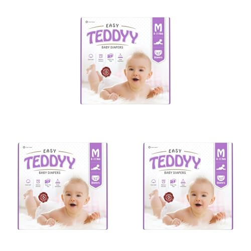 Image of TEDDYY Easy Baby Diapers Medium (5-7 Months) - 63 Count, 6-11 kgs, Long Lasting Absorption, Anti - Rash (Pack of 3)