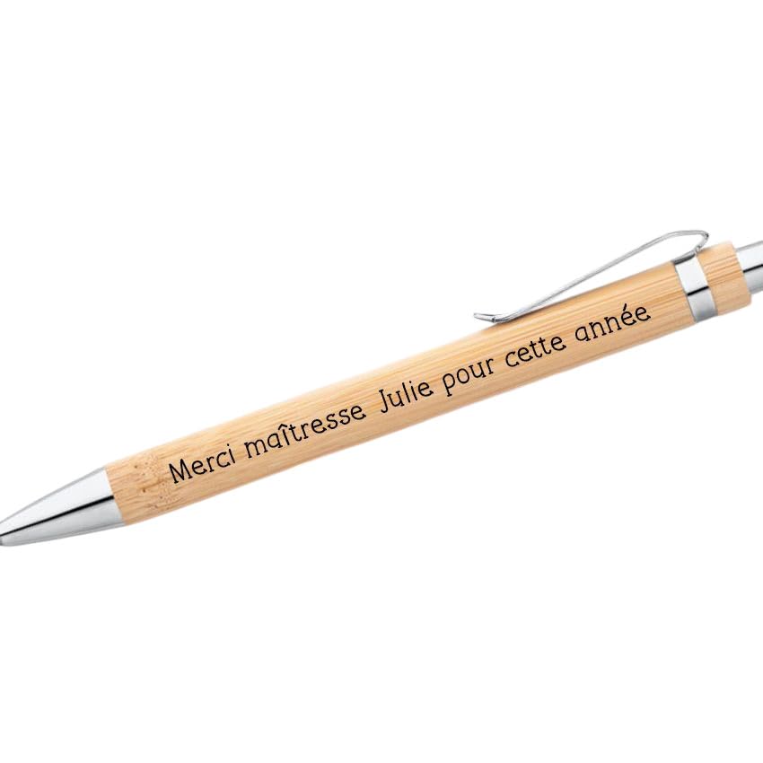 Stylo en bambou personnalisé AVS AESH maîtresse nounou atsem cadeau fin année scolaire