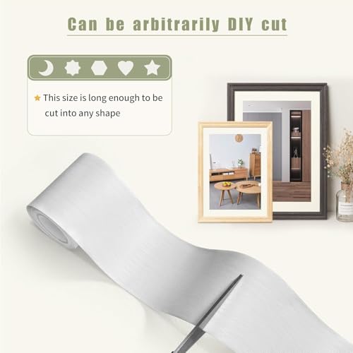 Image of White Colour Wood Border Wallpaper Peel and Stick Wooden Contact Paper for Countertops Border, Wall Corners Stickers and Wall Decor Waterproof Self Adhesive 4x120 Inch
