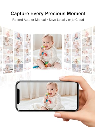 Image of Smart Baby Monitor with App & 5 inch Screen, Dual Mode (2.4 GHz WiFi Phone Access & Secure No-WiFi), Auto Motion Tracking PTZ Camera, 36H Battery, Night Vision, Cry /Temp Alerts