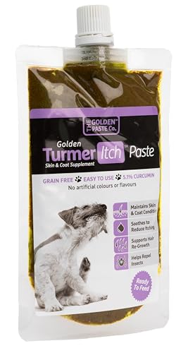 The Golden Paste Company TurmerItch Paste 100g - Natural Cat & Dogs Supplement for Helping Itchy Dog Skin Relief, Repel Fleas & Ticks and Aid Dog Allergy Relief - Turmeric & Coconut Oil for Dogs