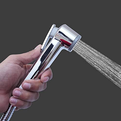 Image of KURIC ABS Health Faucet Set With 1.5 Meter Flexible Stainless Steel Hose Pipe Tube and Wall Hook for Bathroom, Jet Spray for Toilet Shower Faucet, Toilet Bidet, Sink Sprayer, Handheld Faucet Set