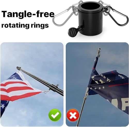 Flag Poles for Outside House, 6FT Flag Pole Kit for American Flag - Residential and Commercial Flagpole for House Garden Yard - Professional Metal Flag Pole with Two-Position Bracket Holders Black - Thumbnail 3