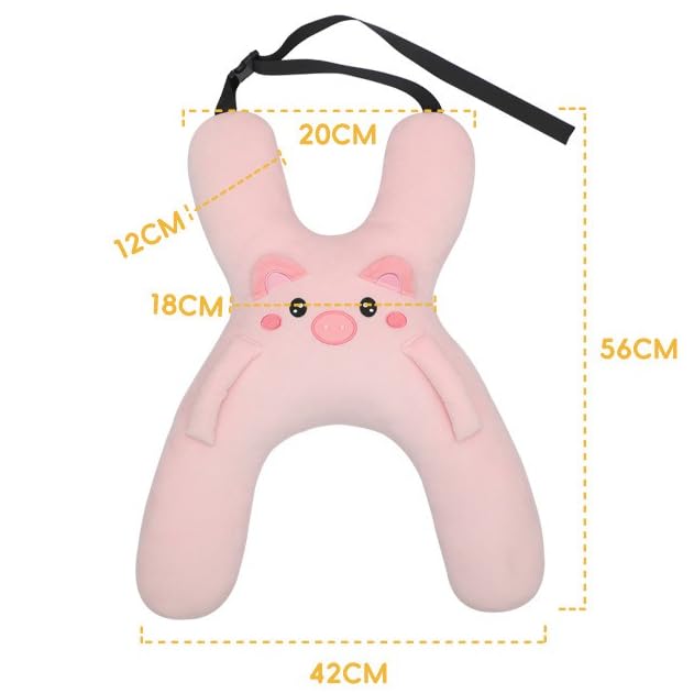 Image of Car Pillow for Travel - Animal-Themed Car Seat Cushion with Safety Belt Protector - 4 Cute Styles: Pig, Dog, Rabbit, Panda (Panda)