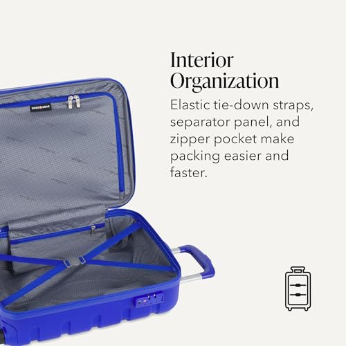 Image of SWISSGEAR Signature Hardside Expandable Carry-On Spinner Luggage, ABS Construction, TSA-Friendly Lock, and Built-In Cupholder, White, 19-Inch, Cobalt, Carry-On 19-Inch, Signature Hardside Expandable