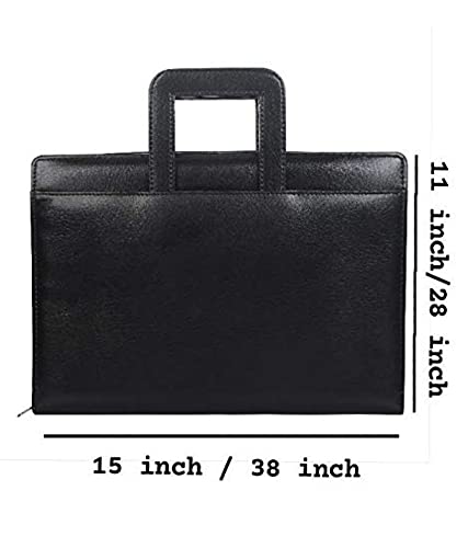 Image of Peeplvalue Premium 20 Leafs 2 Ring Files and Folders IBlack Zipper File Document Bag with Handle for Certificates, Adjustable Handles (20 Leafs-Black Colour)