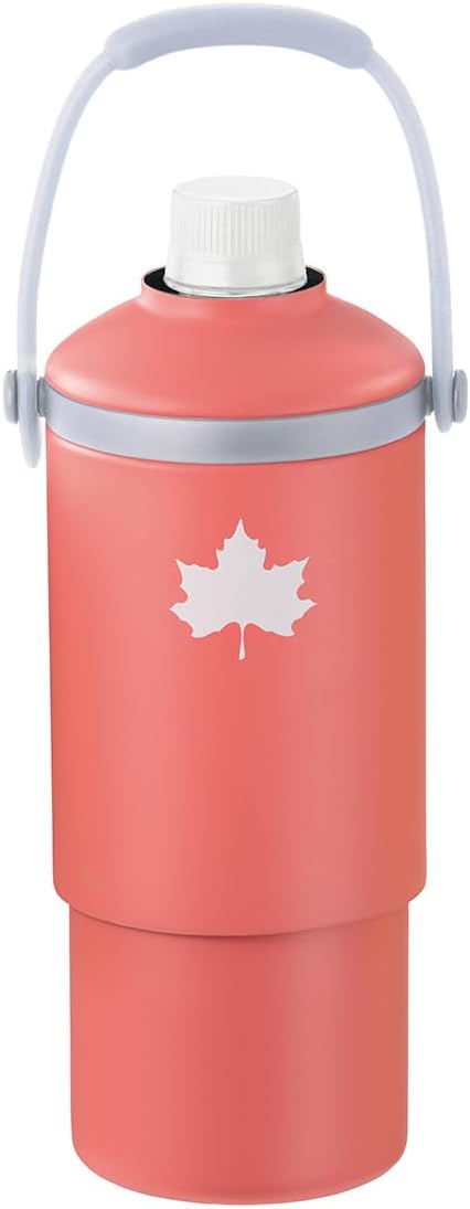 LOGOS Vacuum Bottle Cylinder "Hot and Cool" (Pink) 81287642 Hot and Cold Holder, Vacuum Insulated, 12.5-23.1 fl oz (370-670 ml), Body Diameter 3.4 inches (87 mm)