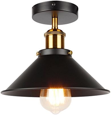 ASCELINA Vintage Retro Ceiling Lights for Living Room Loft Industrial Decor Luminaire Led Ceiling Lamp Metal Kitchen Fixtures (Black) 