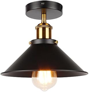 ASCELINA Vintage Retro Ceiling Lights for Living Room Loft Industrial Decor Luminaire Led Ceiling Lamp Metal Kitchen Fixtures (Black) 