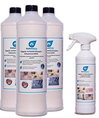KaiserRein Teppichreiniger Polsterreiniger Teppich-Shampoo Konzentrat 3 x 1 L = 3 L Konzentrat für Auto Textil Manuel und Maschinell