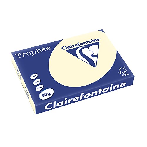 Papier couleur A3 Clairefontaine Trophee Ivoire 80g ramette photocopie