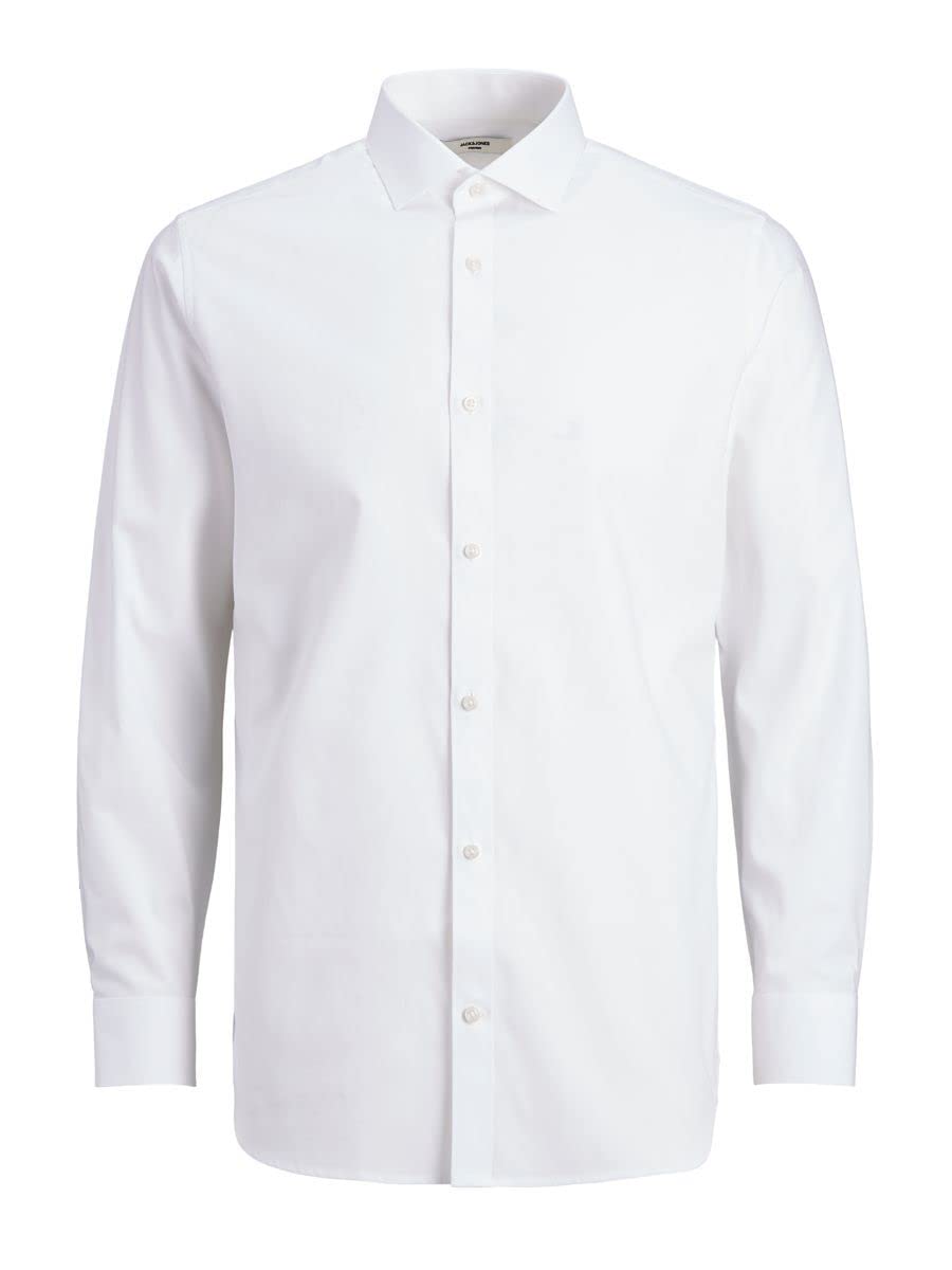 JACK & JONES Men's JPRBLAROYAL Shirt L/S NOOS, White/fit: Slim fit, XS