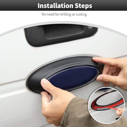 Image of CheroCar for F150 Tailgate Emblem Cover Trim, Rear Trunk Logo Back Badge Decoration Cover Trim Compatible with 2009-2014 Ford F150 F-150 Raptor,Matte Black