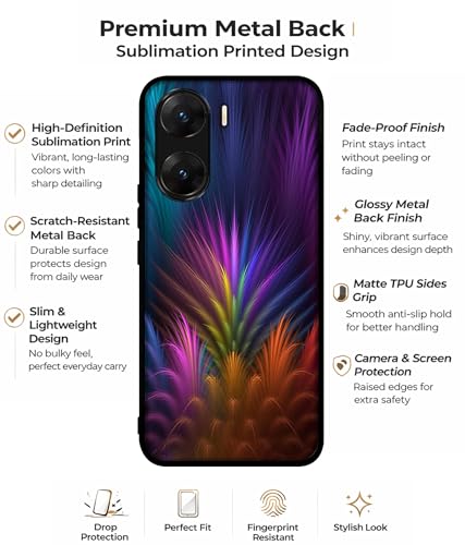 Image of Multicoloured Design Premium 2D Printed Metal Back Case Cover for Vivo V29E 5G