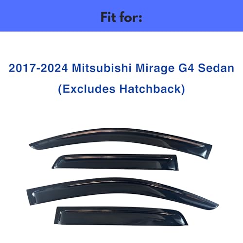 Image of IG Window Visors Fit for 2017-2024 Mitsubishi Mirage G4 Sedan, Out-Channel Rain Guards Vent Wind Deflectors 4PC, Car Accessories for 17-24 Mirage G4 Sedan (Excludes Hatchback)