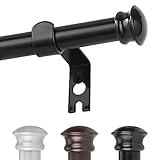 Black Window Curtain Rods 30 to 60 Inches, Decorative 5/8 Inch Diameter Single Window Curtain Rod Se