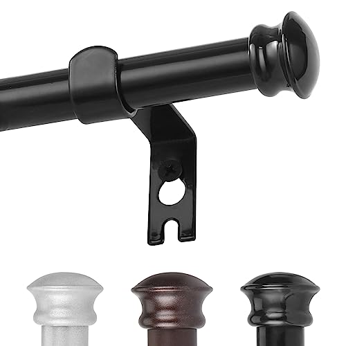 Black Window Curtain Rods 30 To 60 Inches, Decorative 5/8 Inch Diameter Single Window Curtain Rod Set For Room Divider, Bedroom, Living Room, Kitchen, Bathroom,With Brackets #TOP20