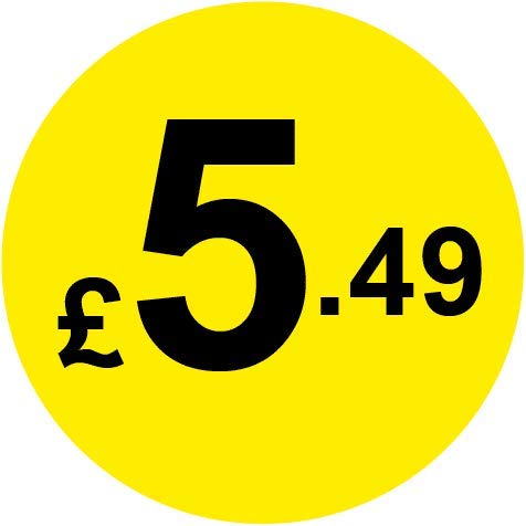 Permanent Adhesive - Black & Yellow 30mm Price Stickers/Labels from £5.45 to £17, 5000, £5.49 — image 1