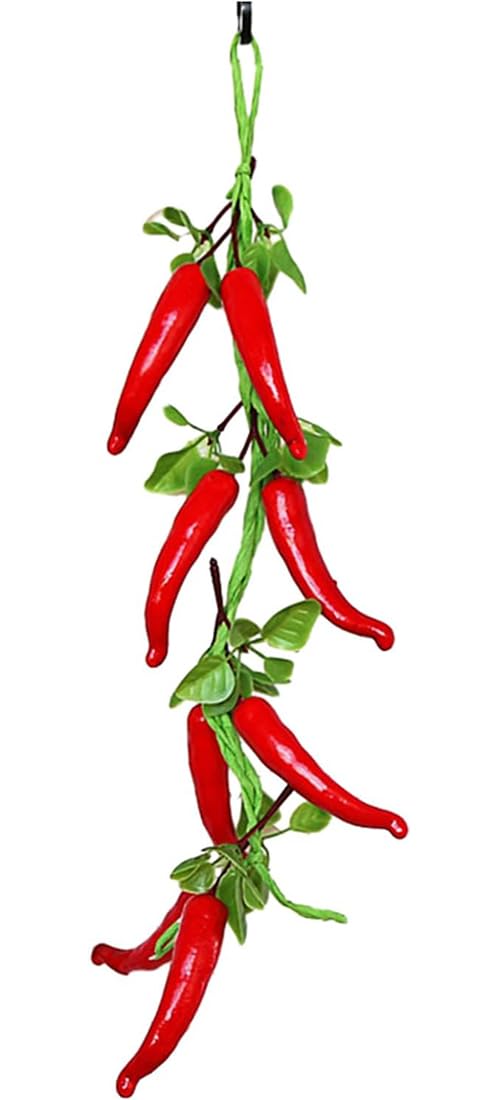 Calcifer 1 Sets Artificial Fruits Vegetable String For Restaurant Hotel Home Garden Decoration Display (red chilli: 8 bulbs)