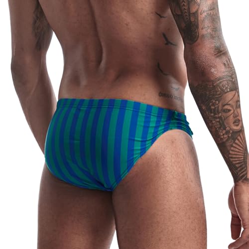 AIMPACT Mens Stripe Swim Briefs Retro Swimwear Sexy Bikini Swimsuit Print Bathing Suit2
