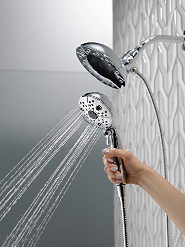 Image of Delta Faucet 5-Spray In2ition Dual Shower Head with Handheld Spray, H2Okinetic Brushed Nickel Shower Head with Hose, Showerheads, Handheld Shower Heads, Magnetic Docking, Stainless 58480-SS25-PK