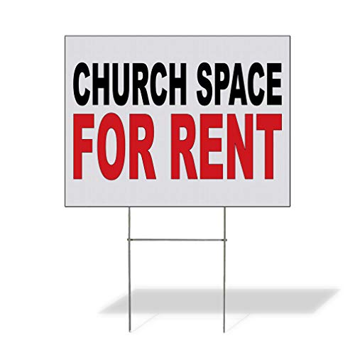 Fastasticdeals Weatherproof Yard Sign Church Space for Rent Black Red Lawn Garden Rentals 18x12 Inches 1 Side Print