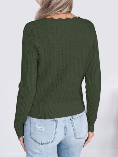 KIRUNDO Crochet Sweaters for Women Scalloped Cropped Sweater - image 3