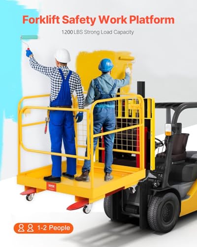 image for VEVOR Forklift Safety Cage, 36 x 36 Inches Foldable Forklift Work Plat