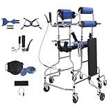 Tragbarer Rollator mit 8 Rädern für Erwachsene bei Zerebralparese, für Senioren und zur Schlaganfallrehabilitation, robuster Anti-Kipp-Rollator mit einstellbarer Höhe, faltbare Mobilitätshil