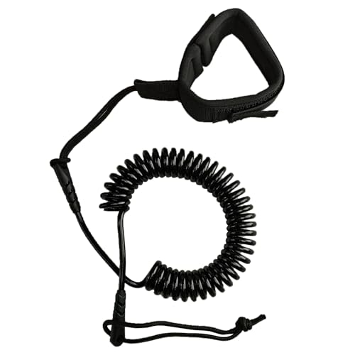 Quhoxdye Surfboard Leash, Straight Surf Board Leashes, Coiled Leash Premium Stand Up Paddle Board Leg Rope Wrist Strap, Coiled Leash Leg Rope for Shortboard, Longboard, Paddleboard (Black)