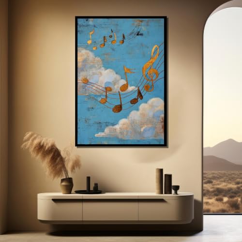 Tableau notes de musique dorées pour décorer un studio de musique - 4