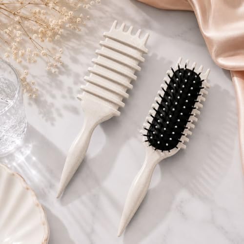 Image of Premium 3D Detangling Hair Brush for Women & Men- Anti Hair Fall Comb for Curly, Wavy & Straight Hair | Hair Straightening Brush, Wet & Dry Styling Brush | Scalp Massager, Frizz Control & Tangle Free Grooming Brush (PADDLE CREAM)